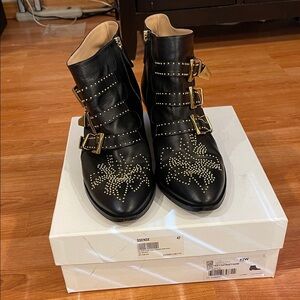 Chloe Black Studded Susanna Ankle Boots